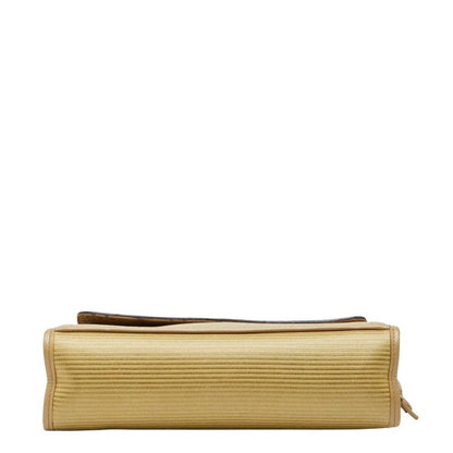 Saint Laurent YSL Logo Second Bag Clutch Bag Beige PVC Leather Women Saint