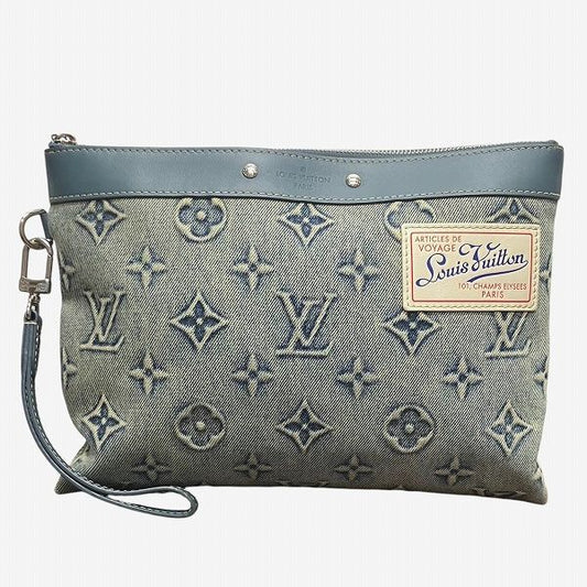 Louis Vuitton Monogram Washed Denim Pochette To Go M82313 Bag Clutch Bag Second