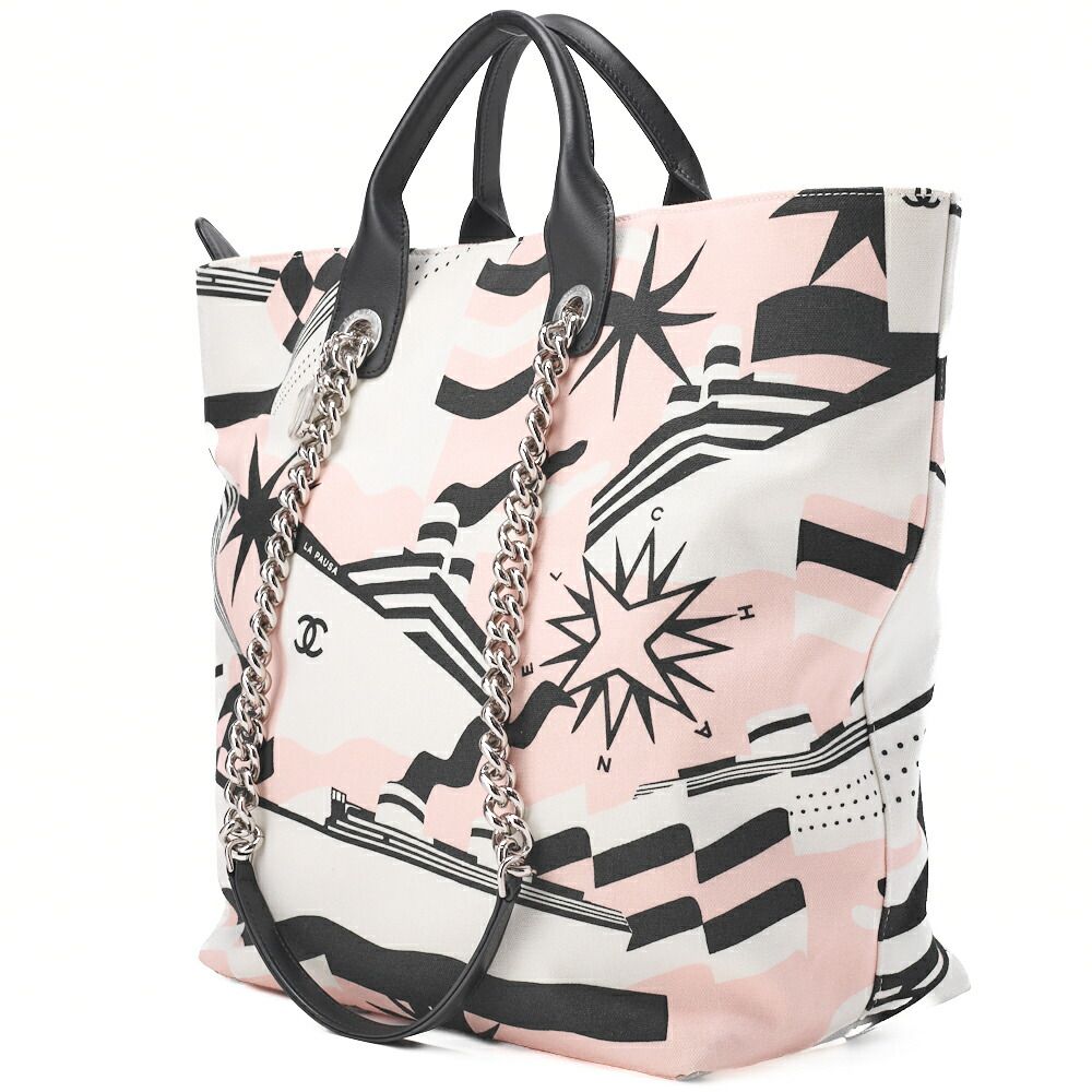 Chanel Shoulder Bag Tote Bag Cruise Line Chain Shoulder Canvas With Coco Charm