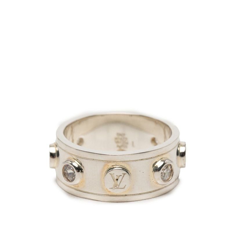Louis Vuitton LV Studded Ring L Silver Zircon