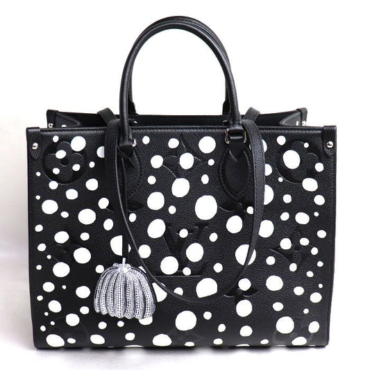 Louis Vuitton On The Go MM Yayoi Kusama Tote Bag Empreinte Black White M46389