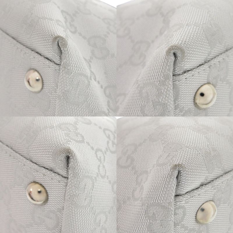 Gucci 264210 GG Canvas Leather Silver Handbag 1641 Gucci