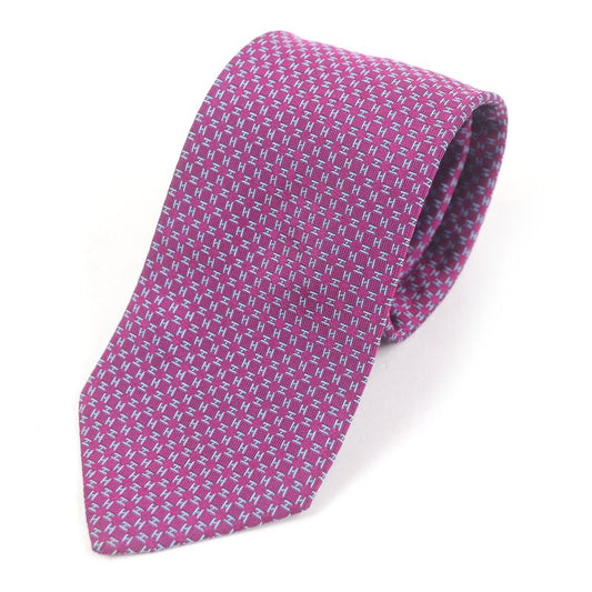 Hermes 659165t 100% Silk H Logo Allover Pattern Tie Regular Tie Purple With Box