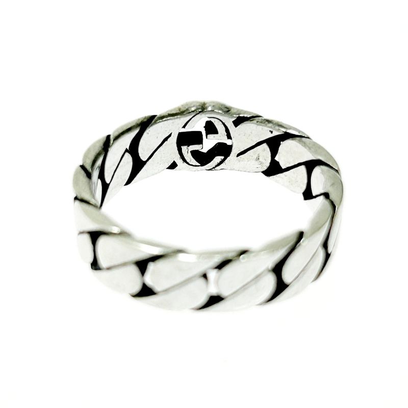 Gucci Silver Interlocking G Chain Ring 5.0g 925 Engraved 399846 Ring