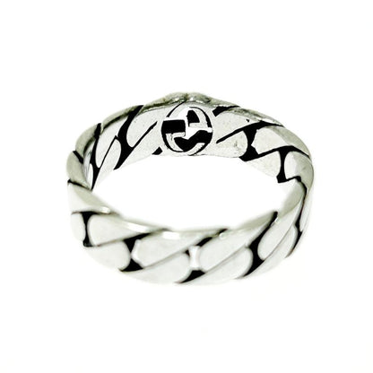 Gucci Silver Interlocking G Chain Ring 5.0g 925 Engraved 399846 Ring