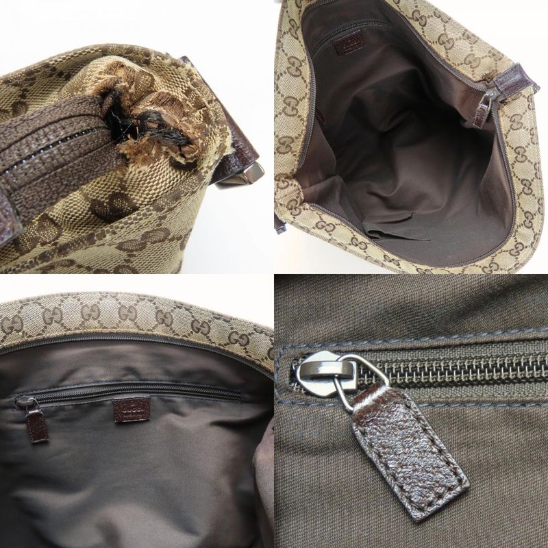 Gucci Shoulder Bag 189751 Shree Line GG Canvas Beige Silver Hardware Crossbody