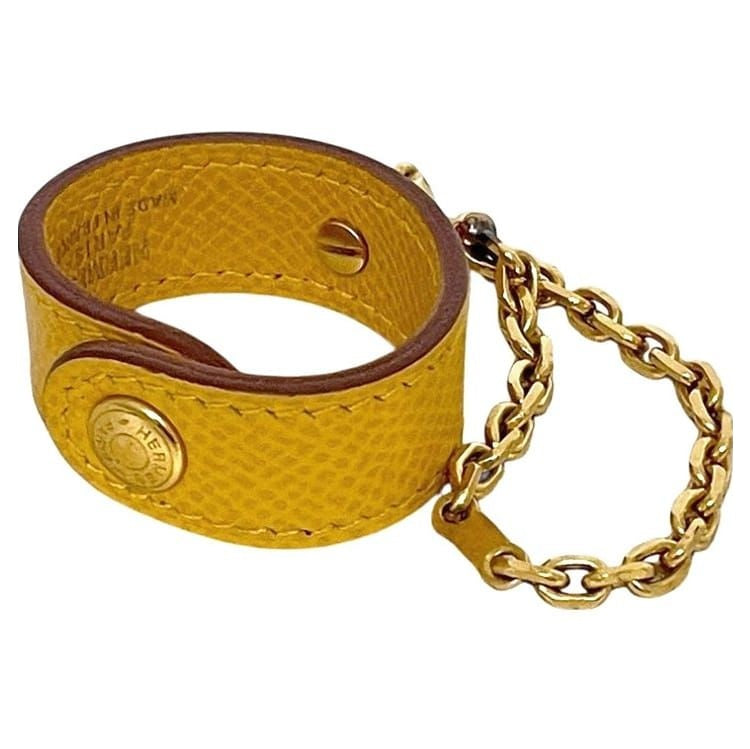 Hermes Glove Holder Nomad Leather Courchevel Jaune Yellow Gloves Bag Charm