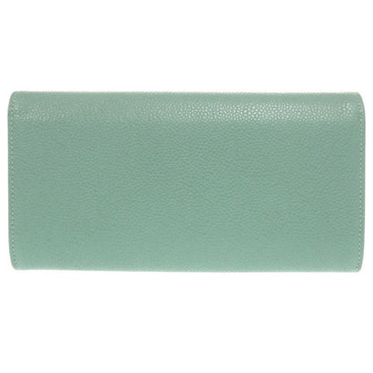 Chanel Coco Mark Caviar Skin No 18 Silver Hardware Mint Green Long Wallet 0330