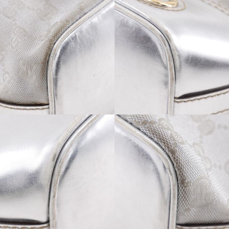 Gucci Interlocking G 182491 GG Canvas Silver Ladies Shoulder Bag