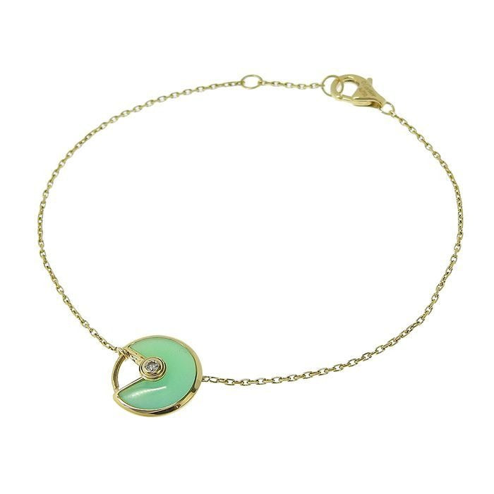 Cartier Amulet De XS Chrysoprase Diamond Bracelet 18K Yellow Gold 750