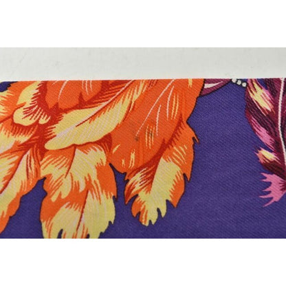 Hermes Twillye Scarf Silk Twill With Feather Motif Purple Orange Multi — view 5