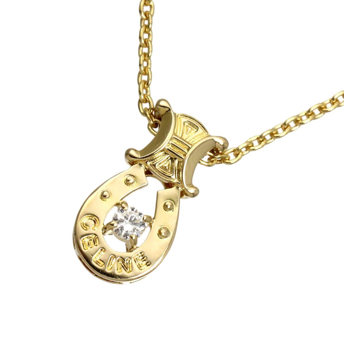 Celine Macadam Diamond Necklace 42 cm 18k YG Yellow Gold