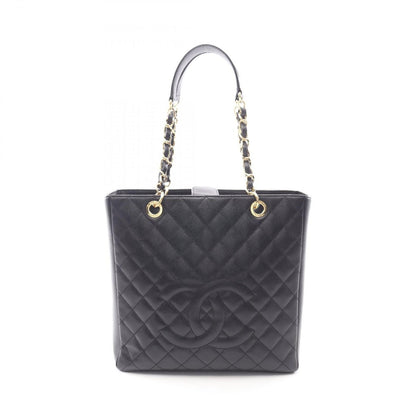 Chanel Tote Quilted Petite Shopping PST Black Leather Chainto
