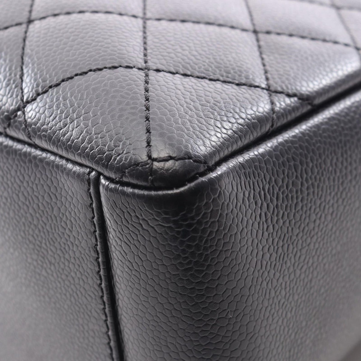 Chanel Tote Quilted Petite Shopping PST Black Leather Chainto — view 7