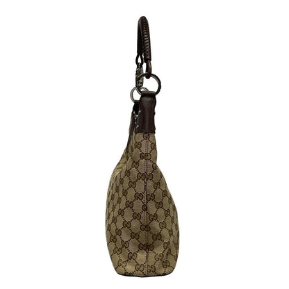 Gucci Shoulder Bag GG Pattern 115003 Beige And Dark Brown Leather