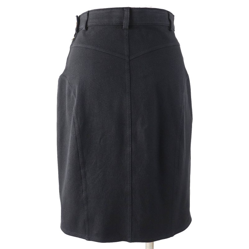 Gucci Cotton Tom Ford Period Logo Button Side Zip Denim Skirt Blackish 40 Made