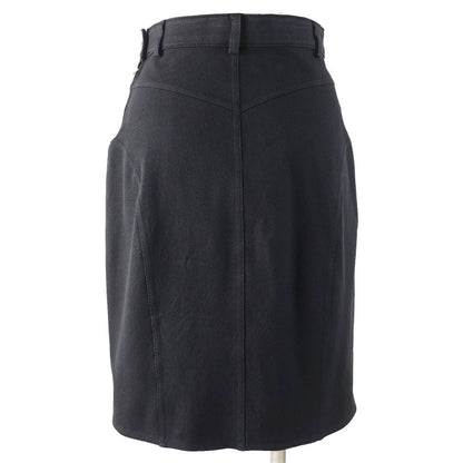 Gucci Cotton Tom Ford Period Logo Button Side Zip Denim Skirt Blackish 40 Made