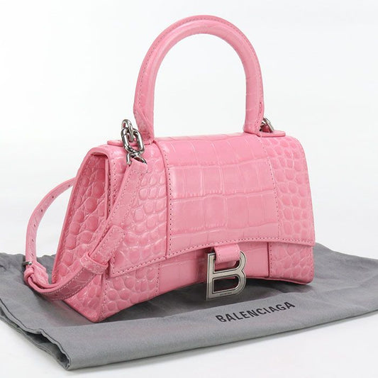 Balenciaga Top Handle Bag XS 2WAY Hourglass 592833 Handbag Croc Shape Push