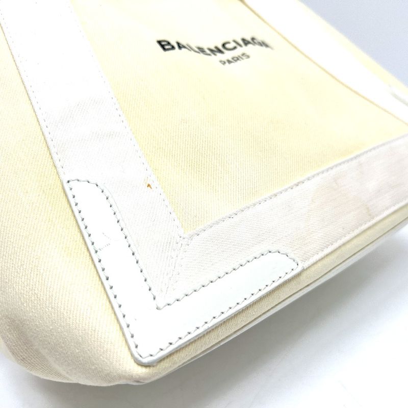 Balenciaga Tote Bag Navy Cabas S 339933 Canvas/leather White