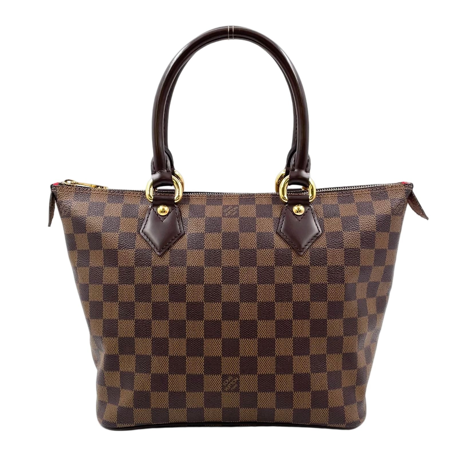 Louis Vuitton Saleya PM Damier Ebene Leather Brown Tote Gold