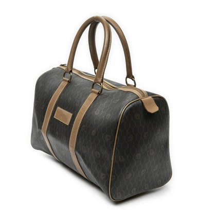 Dior Vintage Small Travel Boston Dark Gray Brown Honeycomb Canvas Shoulder Bag — view 2