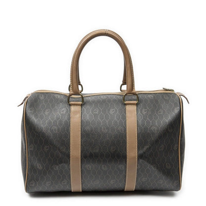 Dior Vintage Small Travel Boston Dark Gray Brown Honeycomb Canvas Shoulder Bag — view 5
