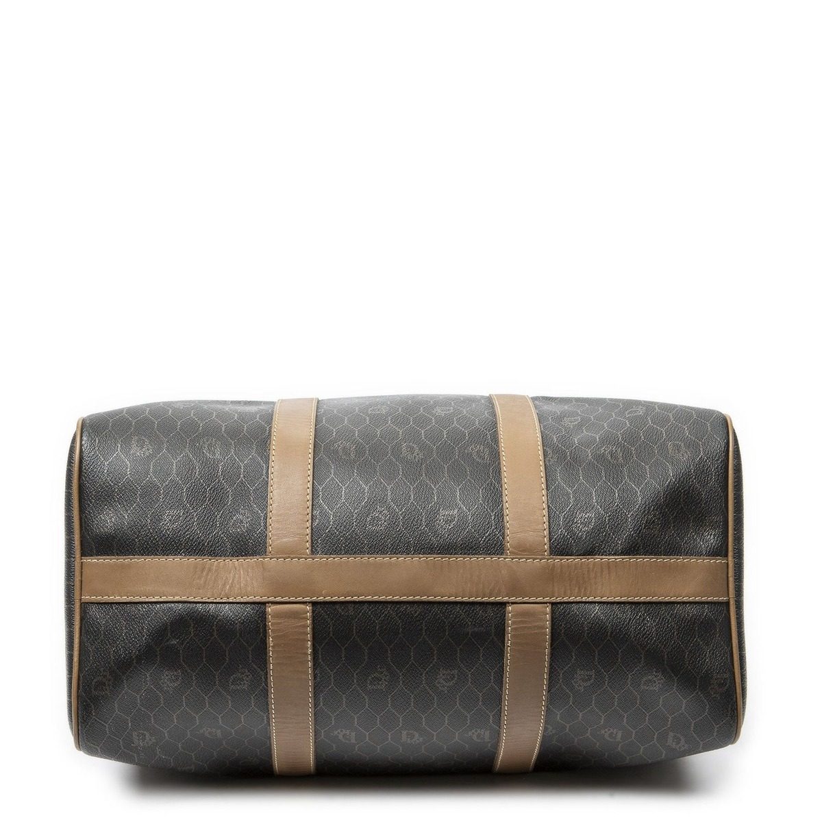 Dior Vintage Small Travel Boston Dark Gray Brown Honeycomb Canvas Shoulder Bag — view 6