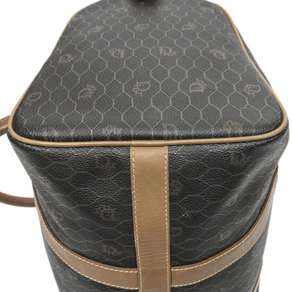 Dior Vintage Small Travel Boston Dark Gray Brown Honeycomb Canvas Shoulder Bag — view 8