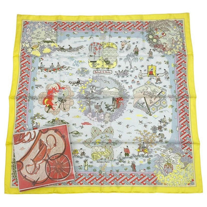 Hermes Carre 90 Large Scarf 100% Silk Ballade De Heian In The Garden Of