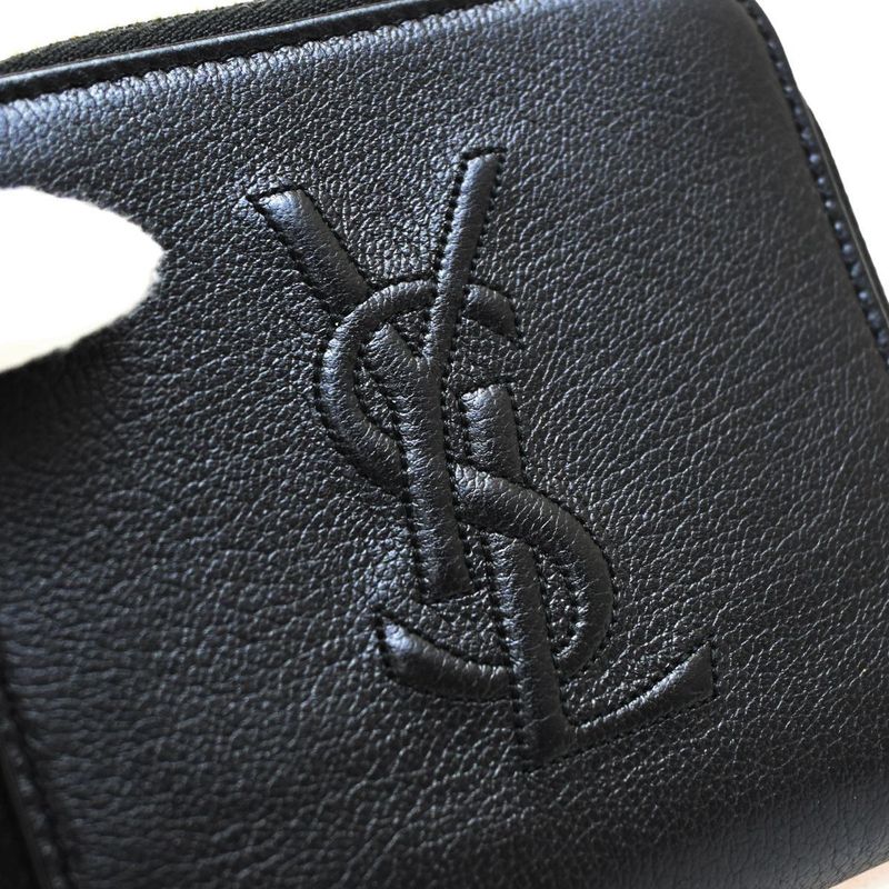YVES Saint Laurent Yves Saint Laurent Compact Wallet Bifold Wallet Zipper Black