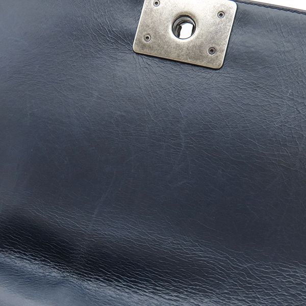 Chanel Shoulder Bag Boy Chanel Leather Navy Gunmetal Hardware Navy Blue Chain
