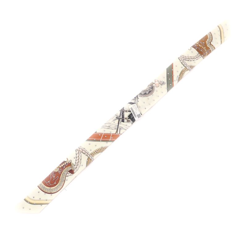 Hermes Grand Apparat Horse In Full Dress 100% Silk Creme/cuir/dore Silver