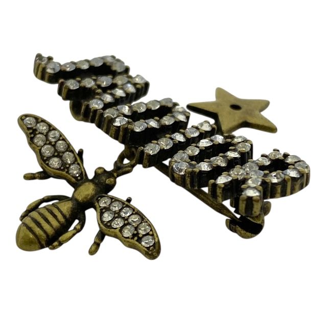 Dior Jadior Brooch Pin Brooch Bee Logo Accessories Rhinestone Gold Christian