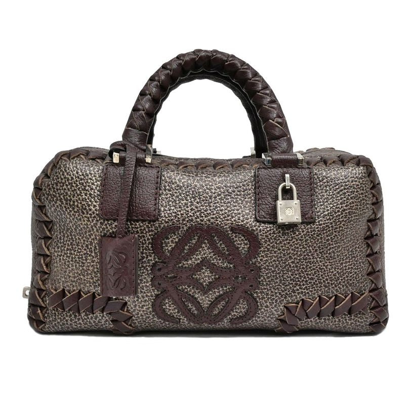 Loewe Amazona 28 Handbag Metallic Bronze Brown Silver Hardware Anagram