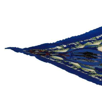 Hermes Scarf Pleated Silk Horse Knight Emblem Blue — view 3