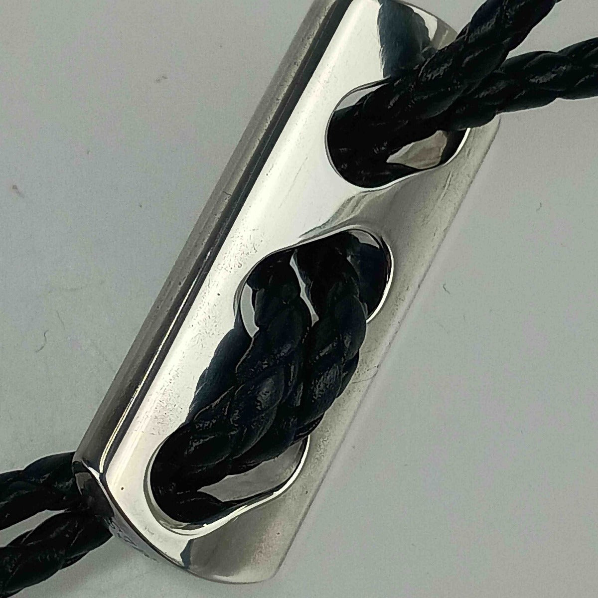 Hermes Key Holder Charm Black Silver Leather AG 925 Braided — view 4