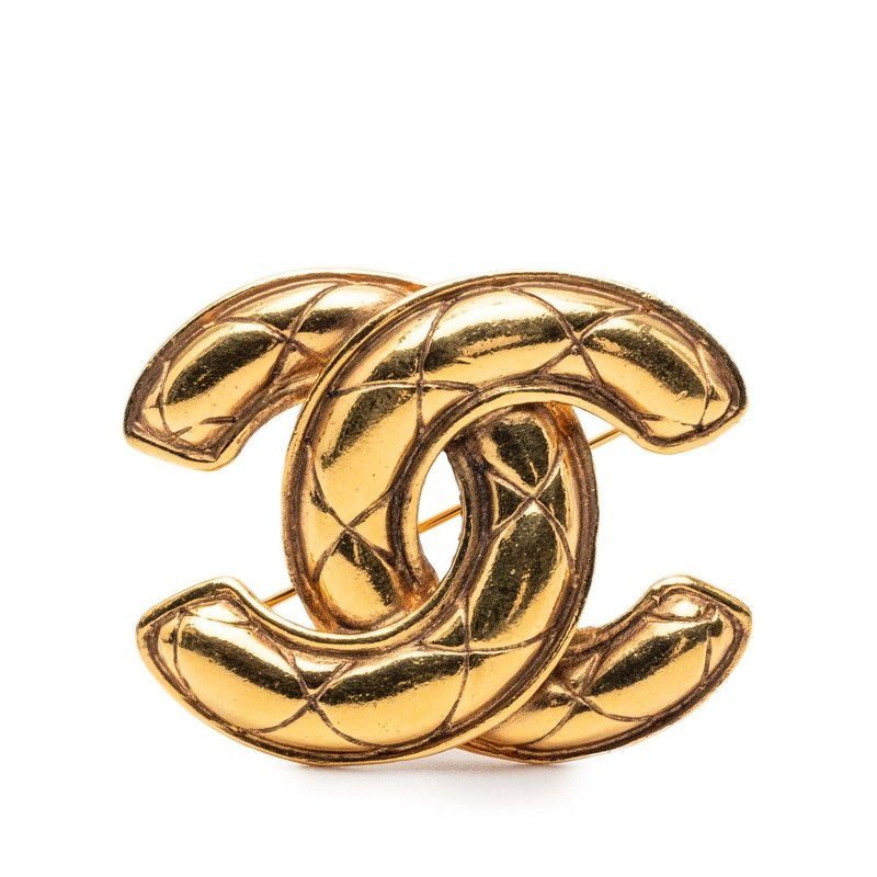 Chanel CC Logo Quilted Brooch Gold Plated
