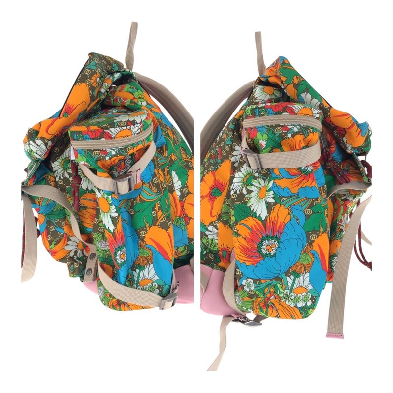 Gucci North Face Flower Multicolor Polyester/cotton/leather Backpack/daypack