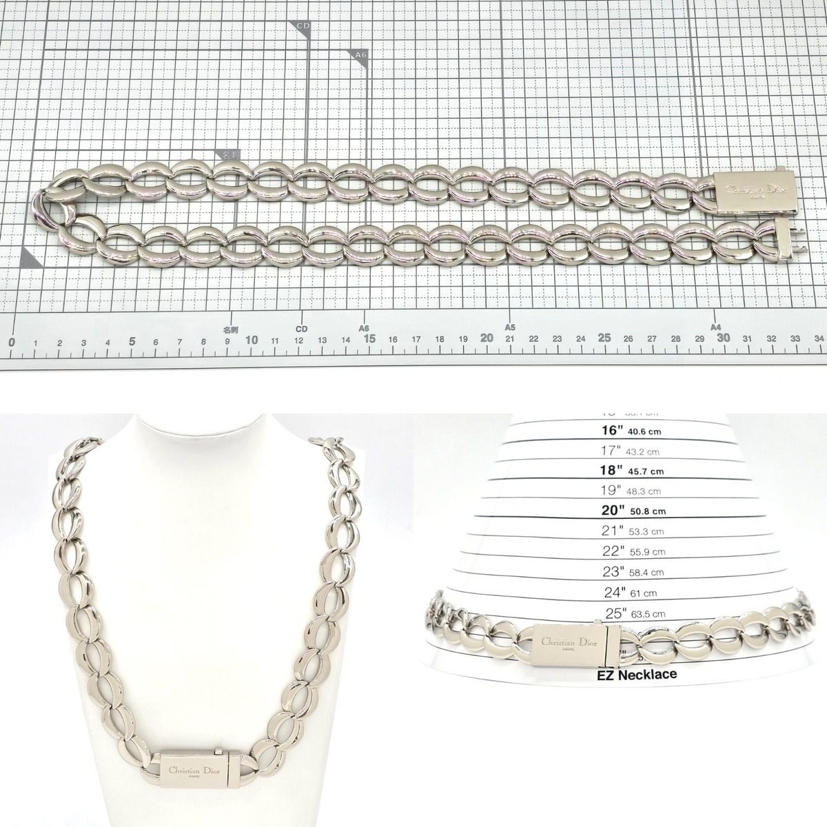 Dior Box Logo Chain Link Necklace Silver — view 10