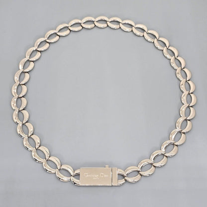 Dior Box Logo Chain Link Necklace Silver