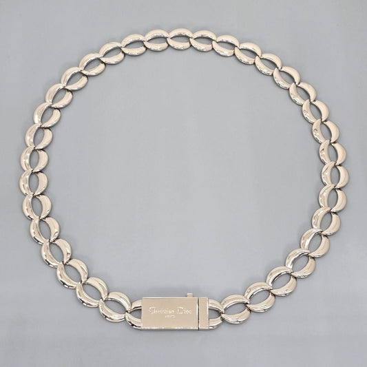 Dior Box Logo Chain Link Necklace Silver