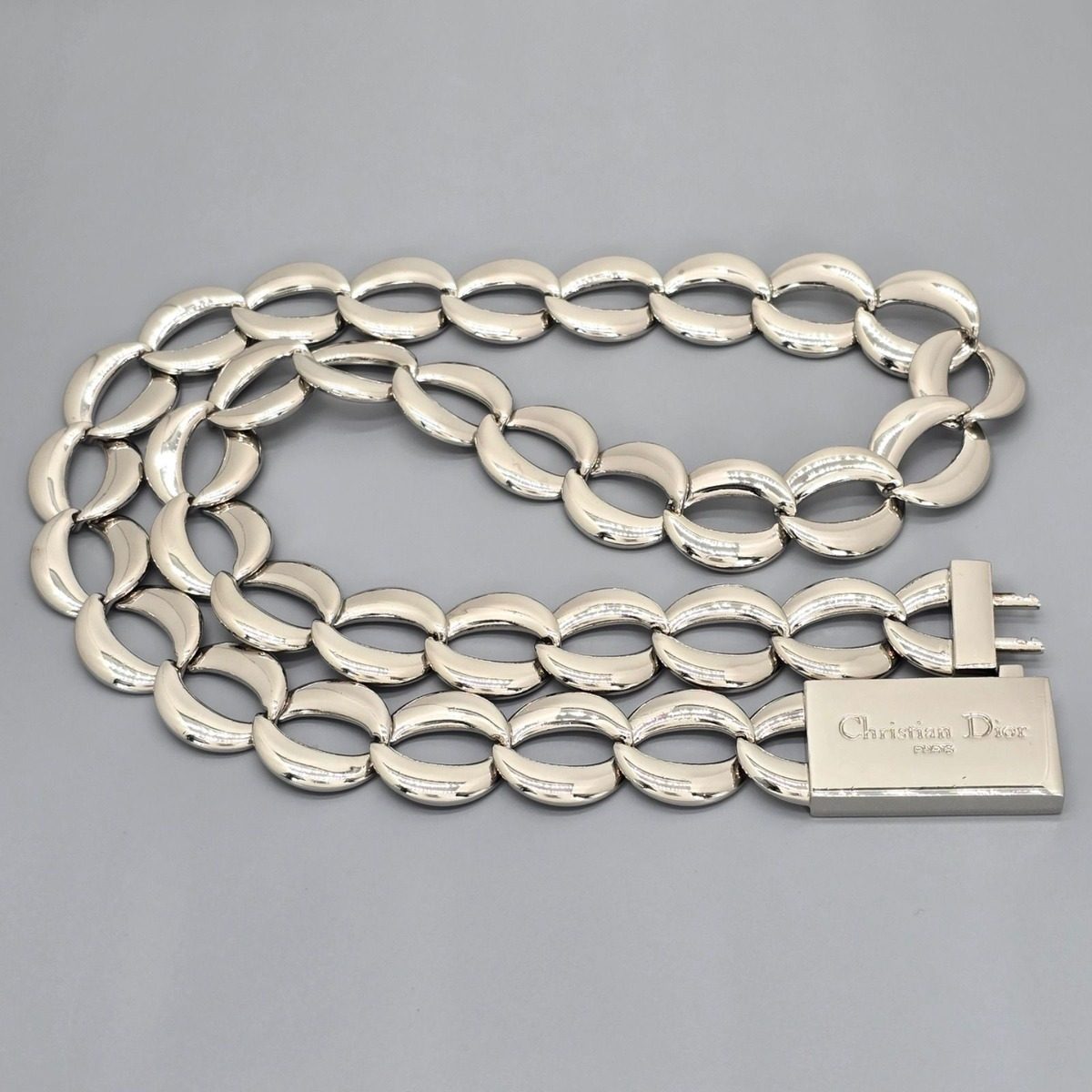 Dior Box Logo Chain Link Necklace Silver — view 2