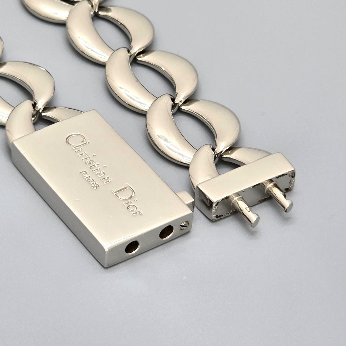 Dior Box Logo Chain Link Necklace Silver — view 8