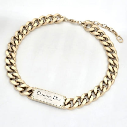 Christian Dior Couture Plate Choker Necklace 48 cm Long Light