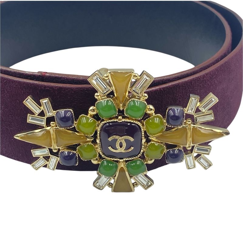 Chanel Gripore Belt Coco Mark Suede Purple