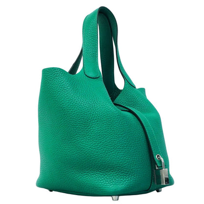 Hermes Handbag Picotin Lock PM Taurillon Clemence Vert Veloze Silver — view 2