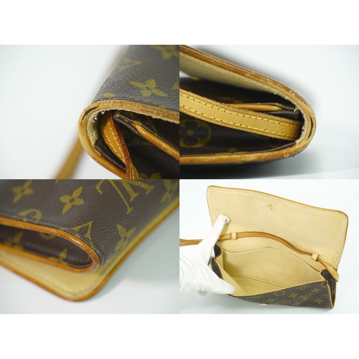 Louis Vuitton LV Pochette Twin GM Monogram 2-Way Shoulder Bag Clutch Brown — view 8