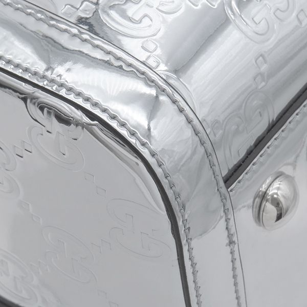 Gucci Boston Bag GG Embossed Medium Duffel Bag Mirror Effect Fabric Metallic