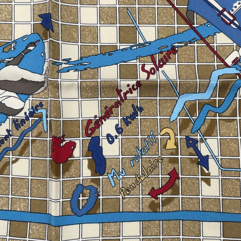 Hermes Dajarlecant Flying Technique Handkerchief Scarf 100% Silk Scarf Multicolo