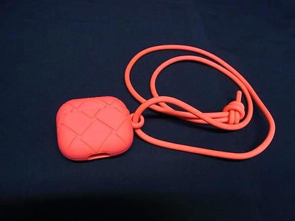Bottega Veneta Intrecciato Rubber Airpods Case Airpods Case In Orange